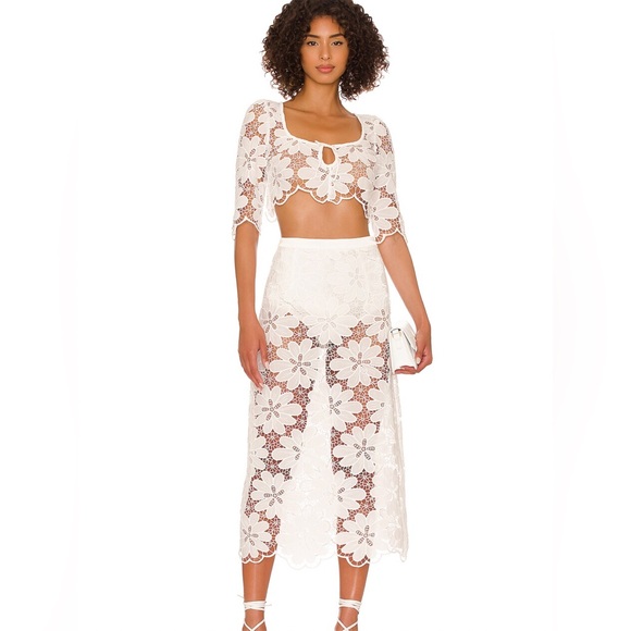 For Love And Lemons Dresses & Skirts - For Love & Lemons MALIKA MIDI SKIRT. White. Size XS. New with Tags.
